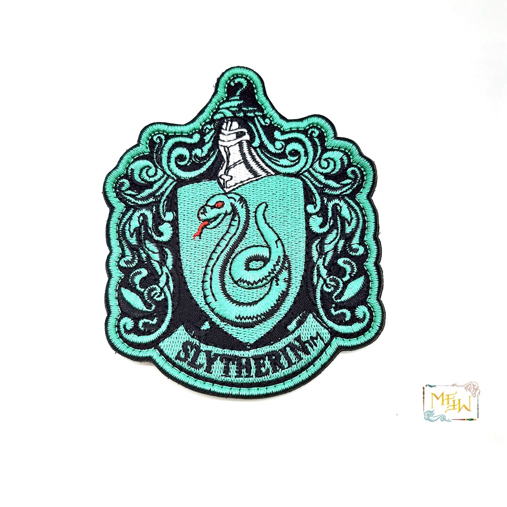 Harry Potter House Of Slytherin Wappen Applikation 7cm Zum Aufbügeln Aufnäher 